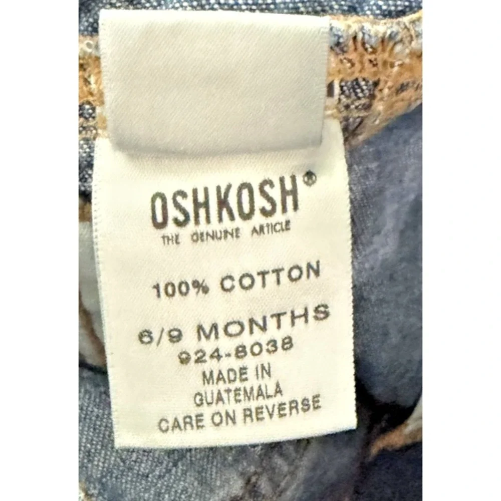 VTG OshKosh Bgosh Vestbak Denim Overall Dress Jumper Baby Girl Skirt 90s 6-9 MOS